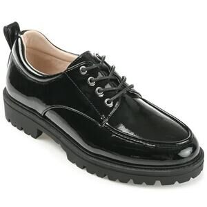 Journee Collection Women's Zina Oxford Tru Comfort Foam Flat, Black Size 6W